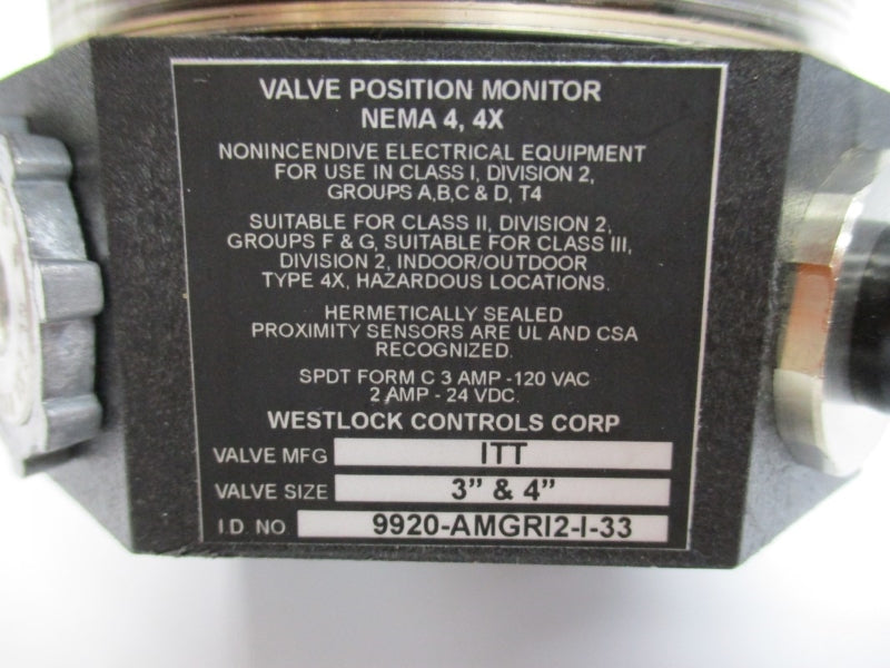 WESTLOCK CONTROLS 9920-AMGRI2-I-33 120VAC 3A 4" NSNP