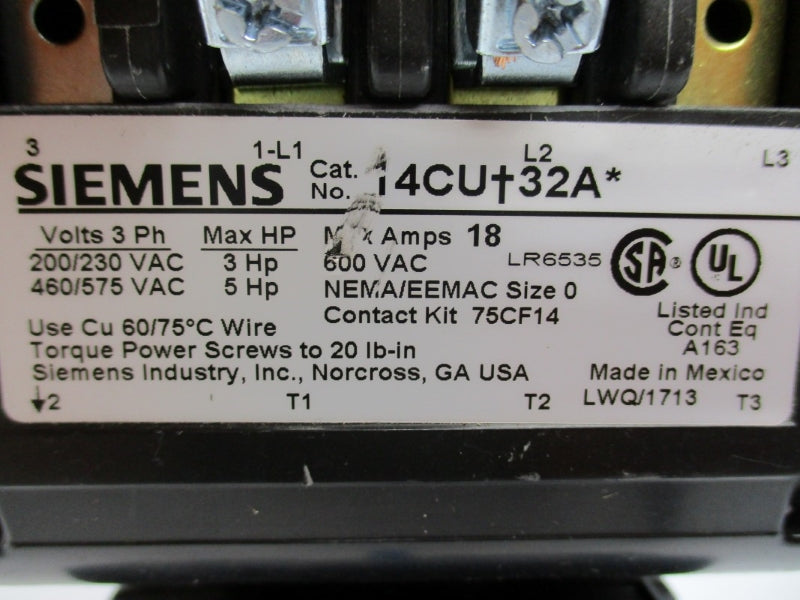 SIEMENS 14CUC32AC 480V 18A NUPI
