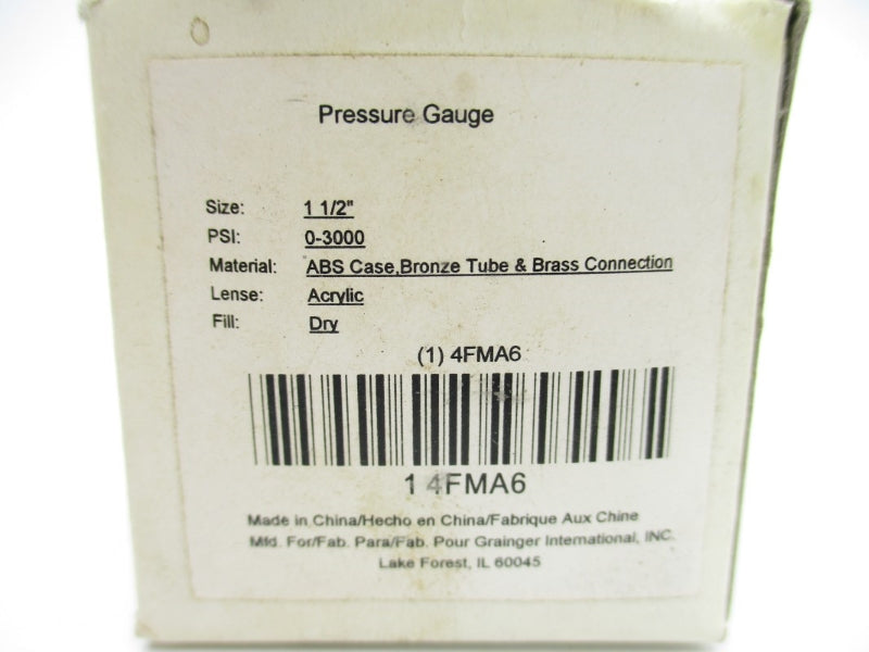GAUGE 4FMA6 3000PSI 1-1/2" NSMP