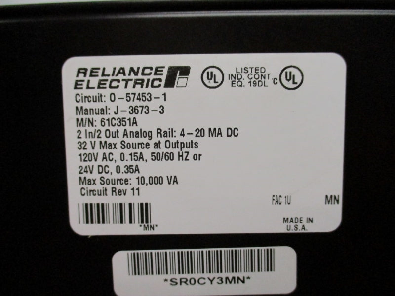 RELIANCE ELECTRIC 61C351A O-57453-1 120VAC 0.15A NSNP