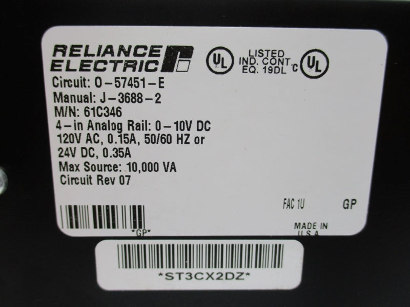 RELIANCE ELECTRIC 61C346 O-57451-E 120VAC 0.15A NSNP