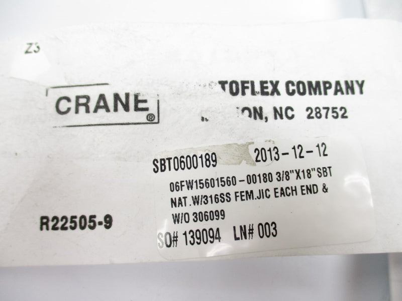 CRANE R22505-9 06FW15601560 3/8" X 18" NSNP