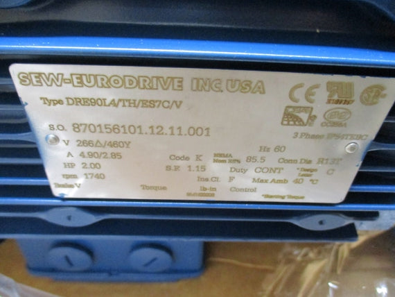 SEW EURODRIVE DRE90L4/TH/ES7C/V 460V 4.90/2.85A NSMP