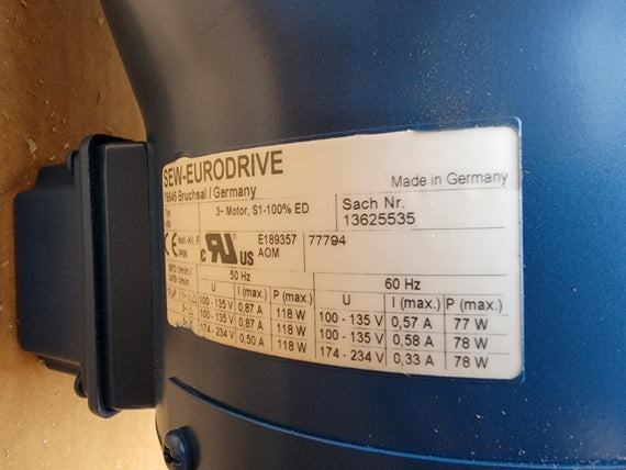 SEW EURODRIVE DRE90L4/TH/ES7C/V 460V 4.90/2.85A NSMP