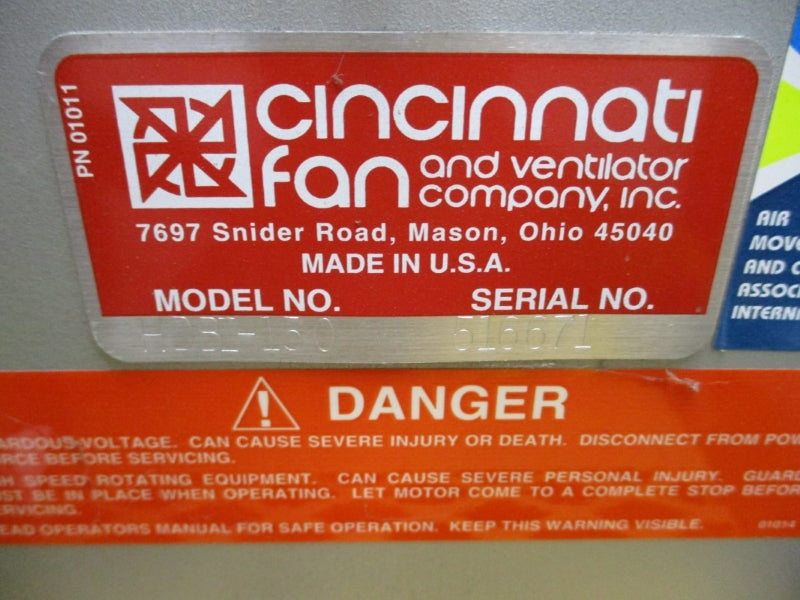 CINCINNATI FAN AND VENTILATOR HDBI-150 W/ BALDOR M3713T 208-230/460V 37.5-34/17A NSNP