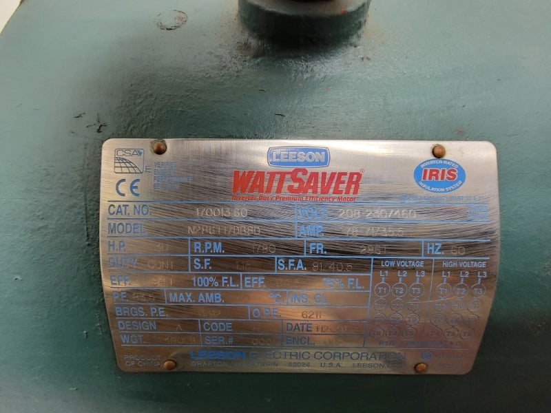 LESSON 170013.60 30HP 286T 1780 RPM N286T17DB8D 208-230/460V 78-71/35.5A NSNP