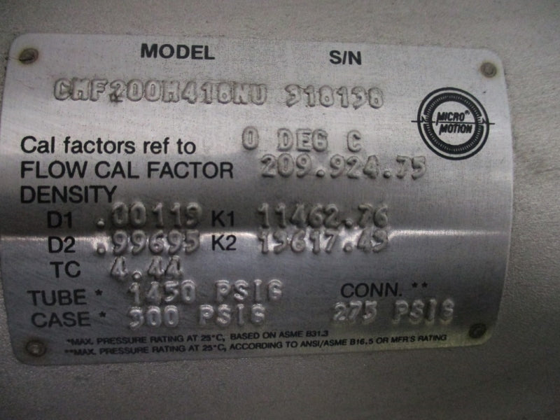 MICRO MOTION CMF200M418NU 1450PSI 0'C NSNP