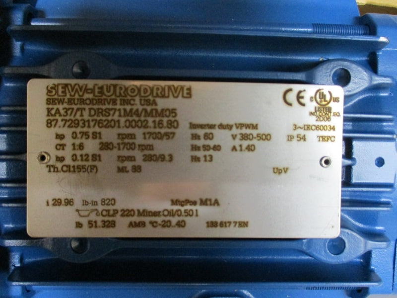 SEW EURODRIVE KA37/TDRS71M4/MM05 380/500V 1.40A NSMP