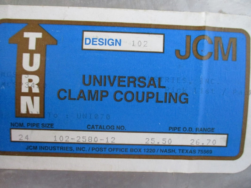 JCM INDUSTRIES UNIVERSAL PIPE COUPLING 102-2580-12 NSNP