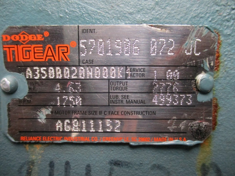DODGE TIGEAR 4.63 IN PUT 1750 RPM 5701906072JC NSNP