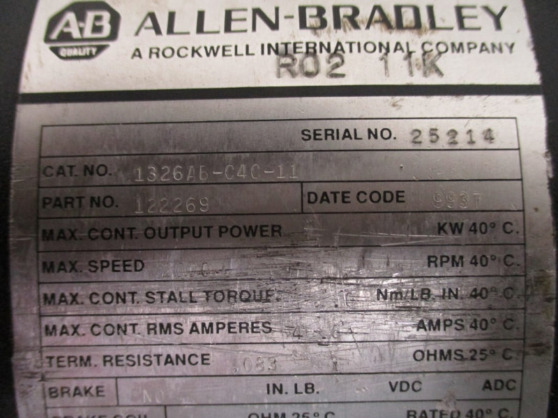 ALLEN BRADLEY 1326AB-C4C-11 122269 NSNP