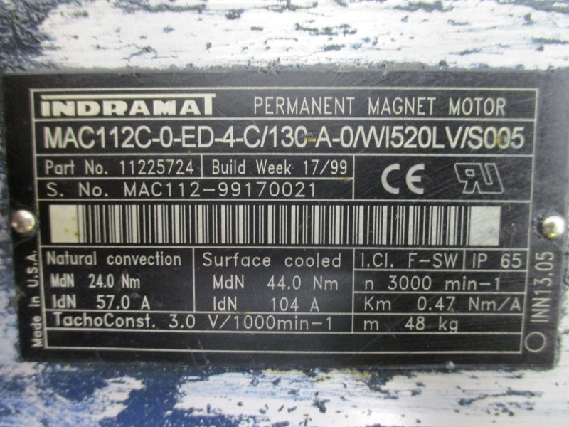 INDRAMAT MAC112C-0-ED-4-C/130-A-0/WI520LV/S005 11225724 104A (AS PICTURED) UNMP