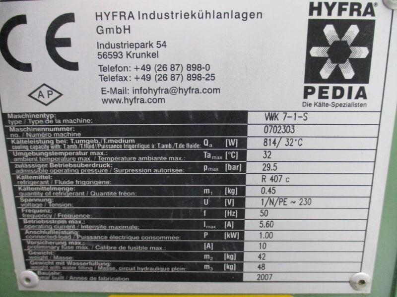 HYFRA VWK7-1-S 0702303 230V 10A NSNP