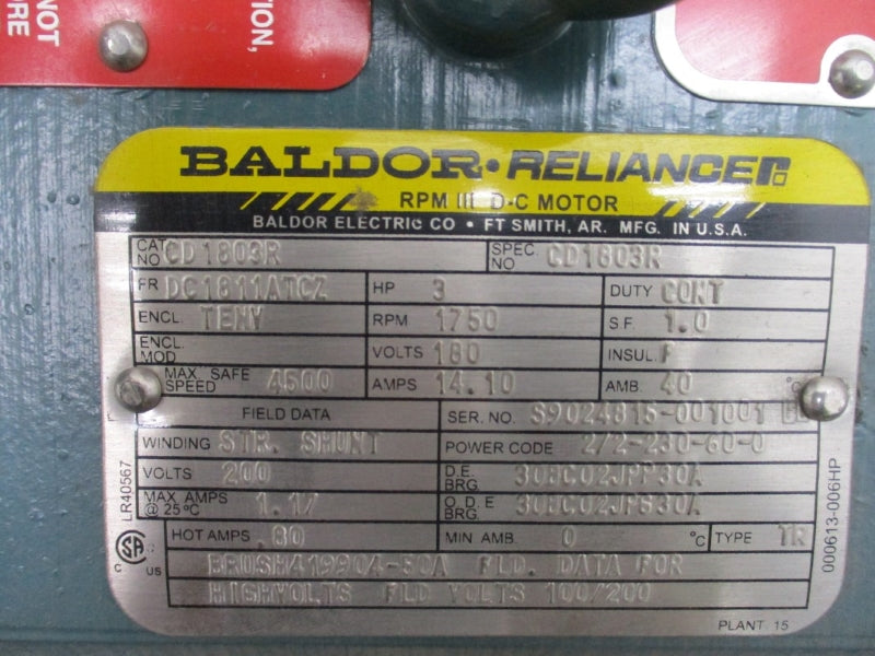 BALDOR CD1803R 180V 14.10A NSMP
