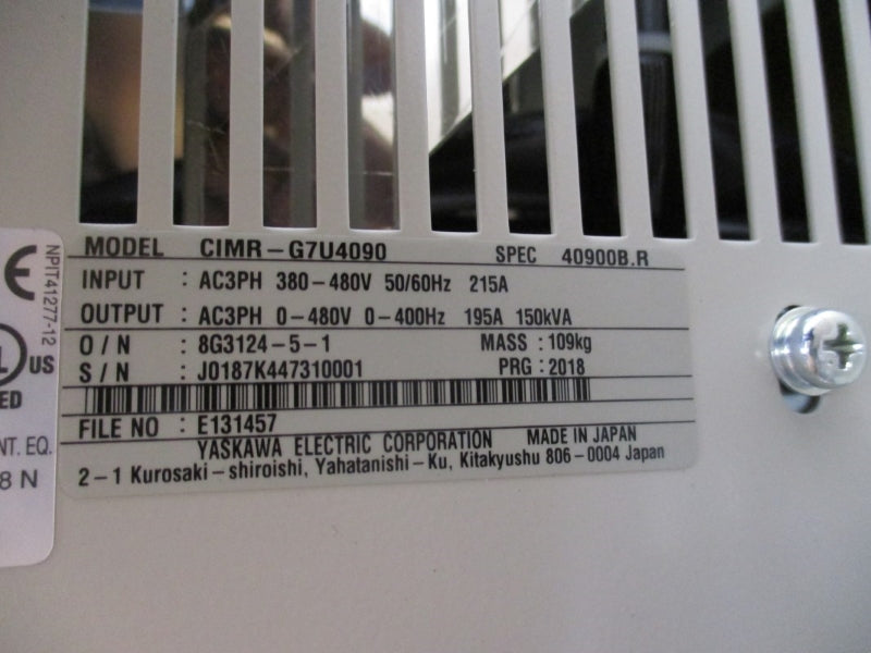 YASKAWA CIMR-G7U4090 380/480VAC 215A NSMP