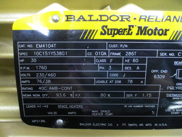 BALDOR EM4104T 30 HP 230/460V 76/38A NSNP