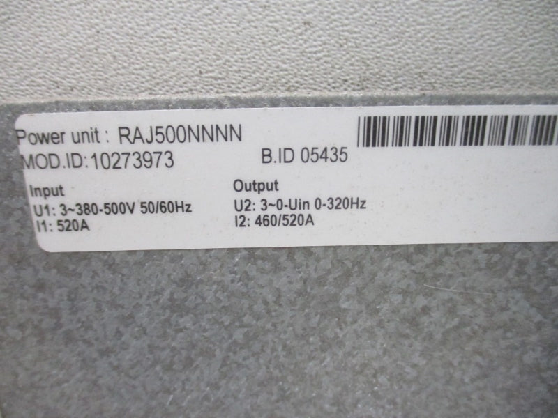 ALLEN BRADLEY POWERFLEX 700S 20DJ385N0NNNBCANE SER. A F/W 3.001 583-713VDC 453/353A W/ RAJ500NNNN UNMP