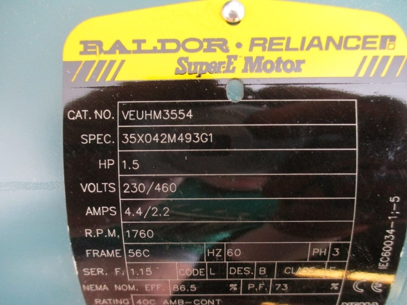 BALDOR 35Q30R56 W/ VEUHM3554 230/460V 4.4/2.2A NSNP