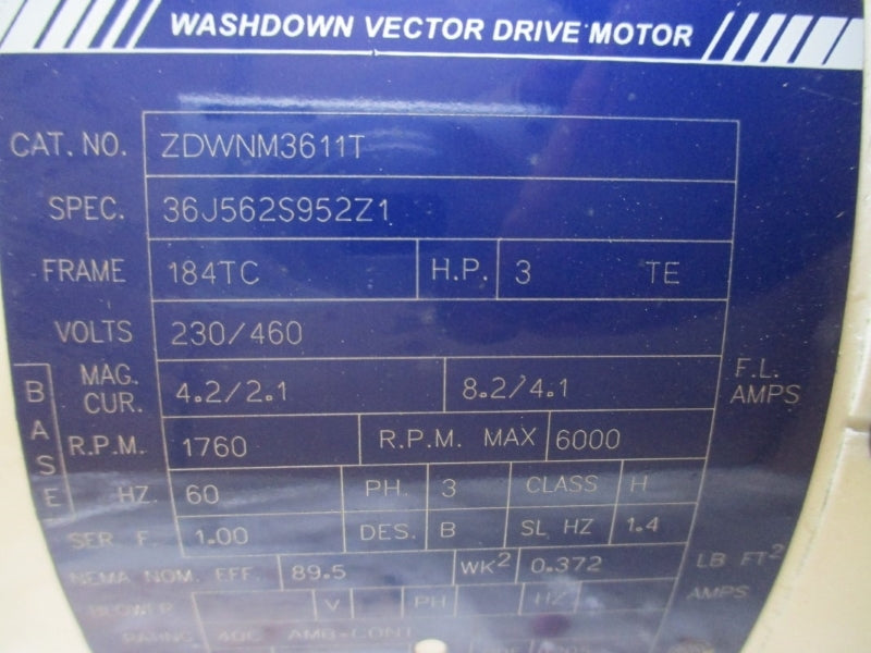 BALDOR ZDWNM3611T 230/460V 4.2/2.1A NSMP