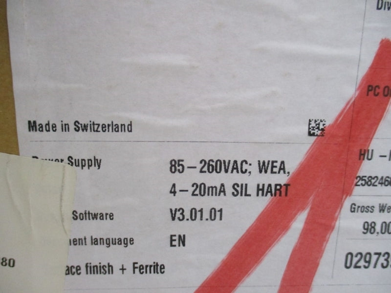 ENDRESS+HAUSER 83P50-1675/0 85-260VAC 145PSI 2" NSMP