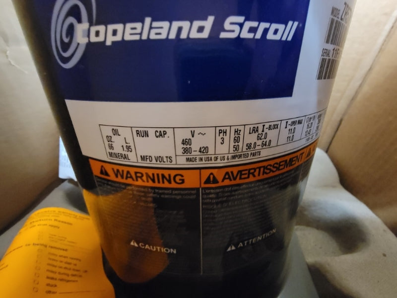 COPELAND SCROLL ZR57K3TFD930 460V 62.0A NSMP