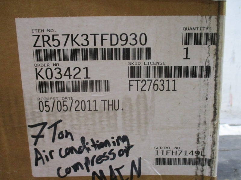 COPELAND SCROLL ZR57K3TFD930 460V 62.0A NSMP