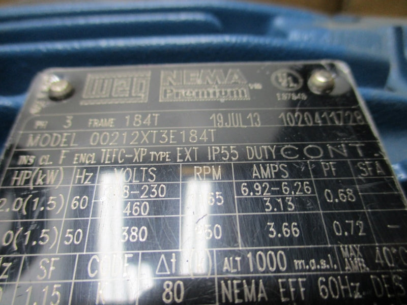 WEG 00212XT3E184T 208-230/460V 6.92-6.26/3.13A NSMP
