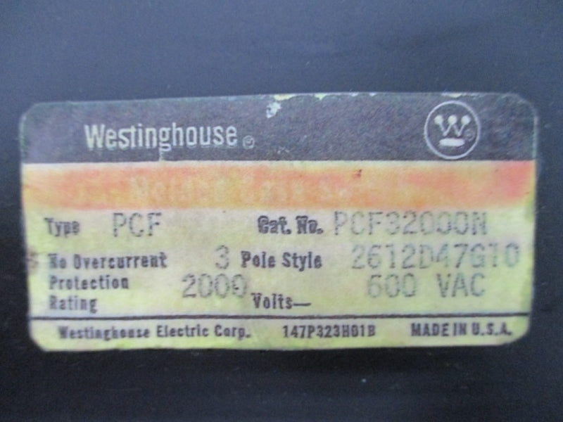 WESTINGHOUSE PCF32000N 2612D47G10 600VAC 2000A NSNP