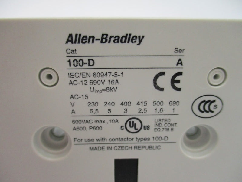 ALLEN BRADLEY 100-DS2-11 SER. A 600VAC 10A NSNP