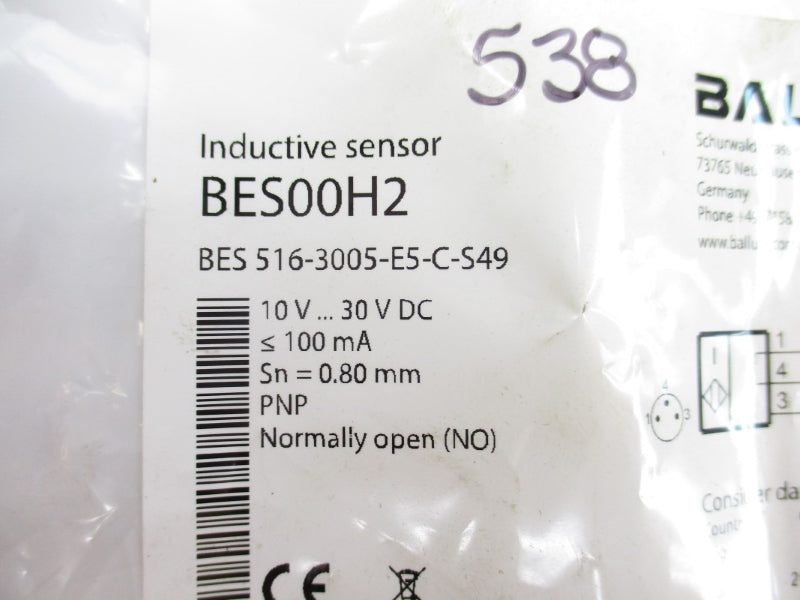 BALLUFF BES516-3005-E5-C-S49 BES00H2 10-30VDC NSMP