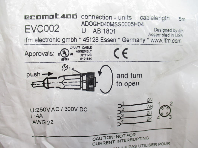 IFM EFECTOR EVC002 ADOGH040MSS0005H04 250VAC/DC 4A NSMP