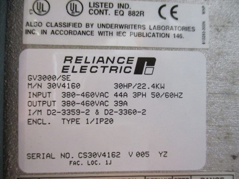 RELIANCE ELECTRIC 30V4160 GV3000/SE 380-460VAC 44A NSNP