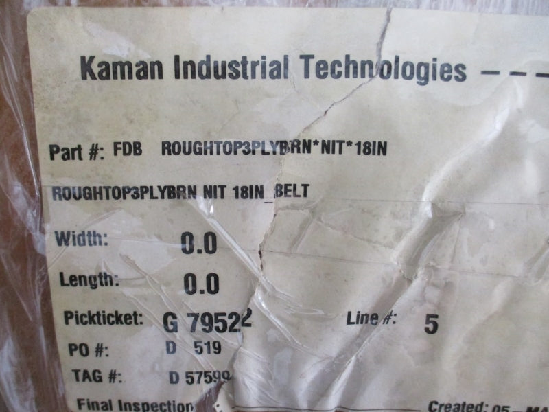 NITRILE 3-PLY BROWN ROUGH TOP CONVERYOR BELT ROUGHTOP3PLYBRN 18IN NSMP