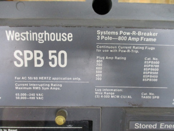 WESTINGHOUSE SPB50 TA800SPB 480VAC 800A NSMP