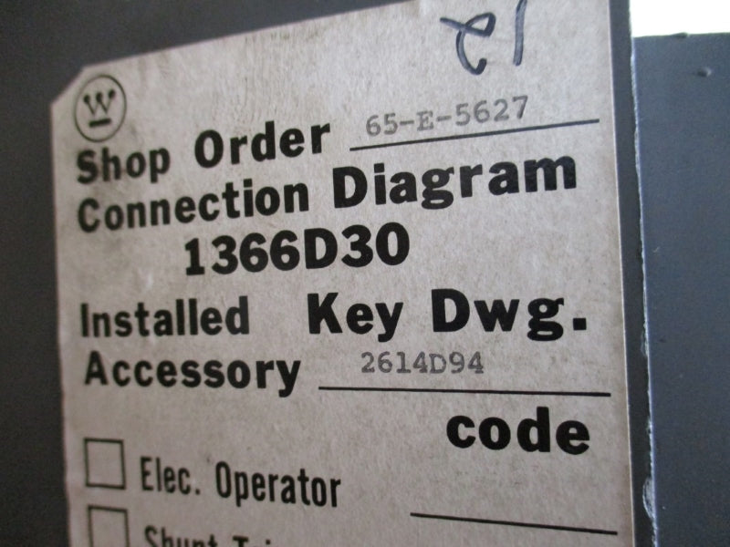 WESTINGHOUSE SPB50 TA800SPB 480VAC 800A NSMP