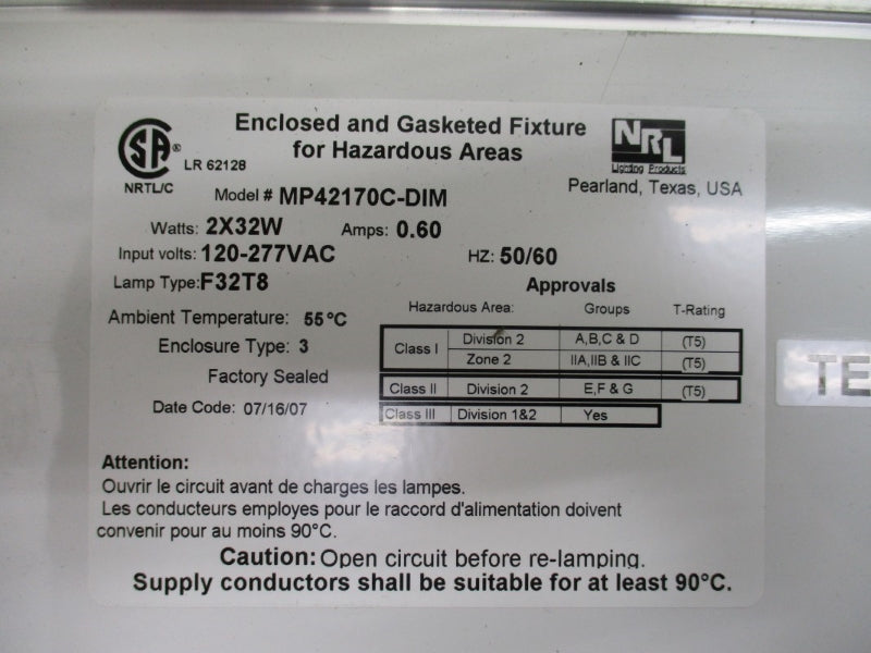 NRL LIGHTING PRODUCTS MP42170C-DIM 120-277VAC 0.60A NSMP