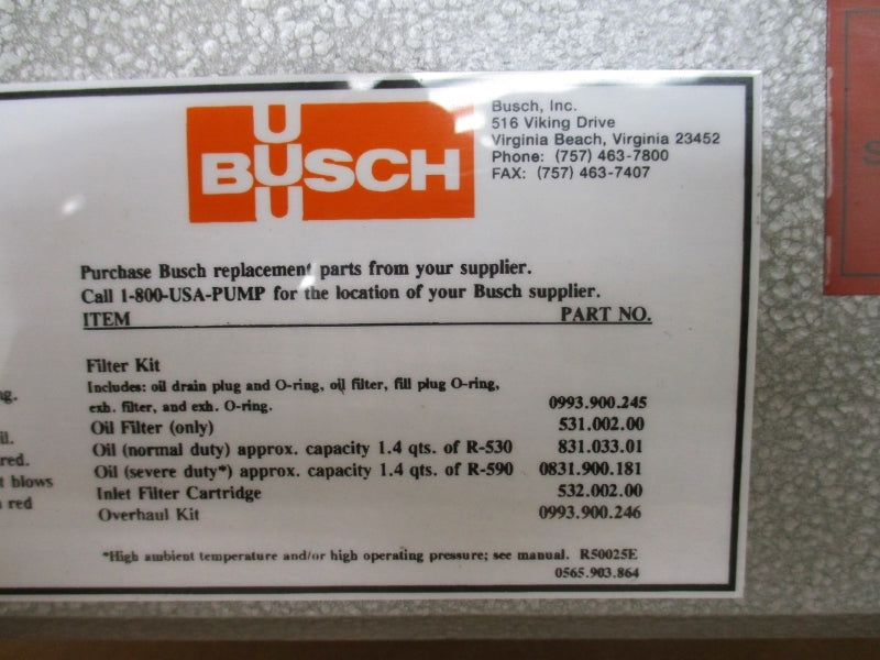 BUSCH RC0025.E506.1001 W/ TOSHIBA BY154FLB2UMW 230/460V 4.4/2.2A NSMP