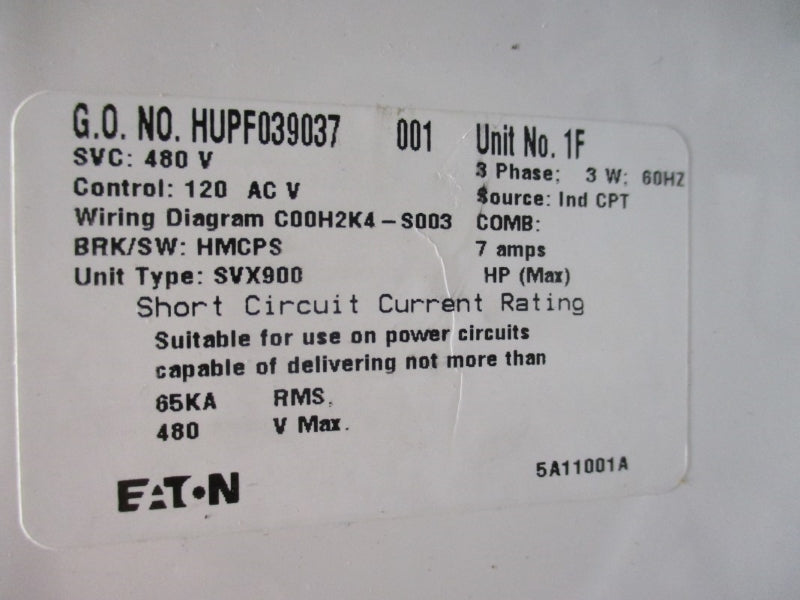 EATON SVX900 HUPF039037 480V 7A NSMP