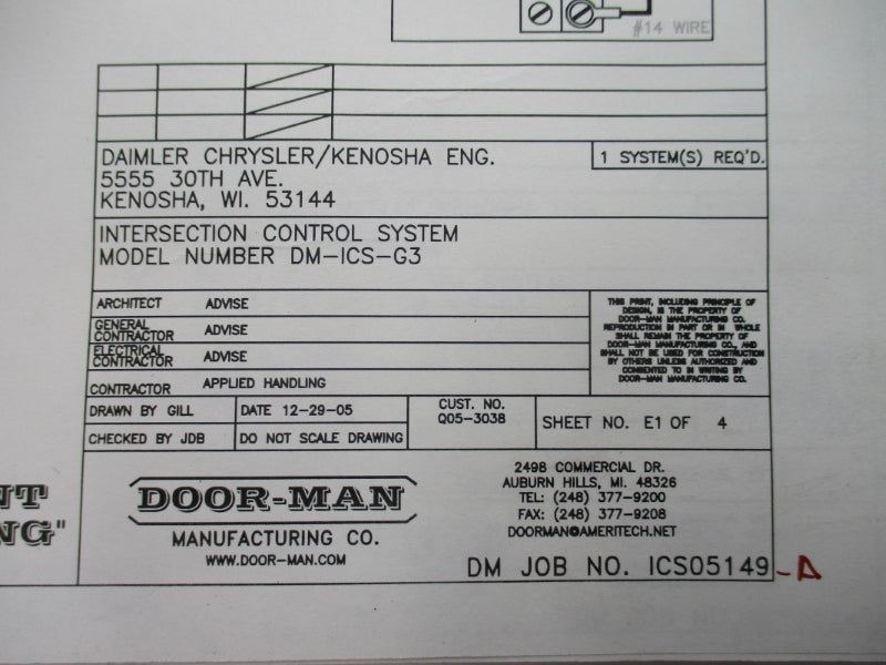 DOORMAN MANUFACTURING DM-ICS-G3 ICS05149 NSMP