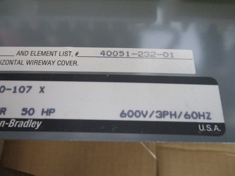 ALLEN BRADLEY SIZE 3 MCC BUCKET 2112B-DDC-3-6P-17-26R-47-90-107 SER. X 110/115-120V NSMP
