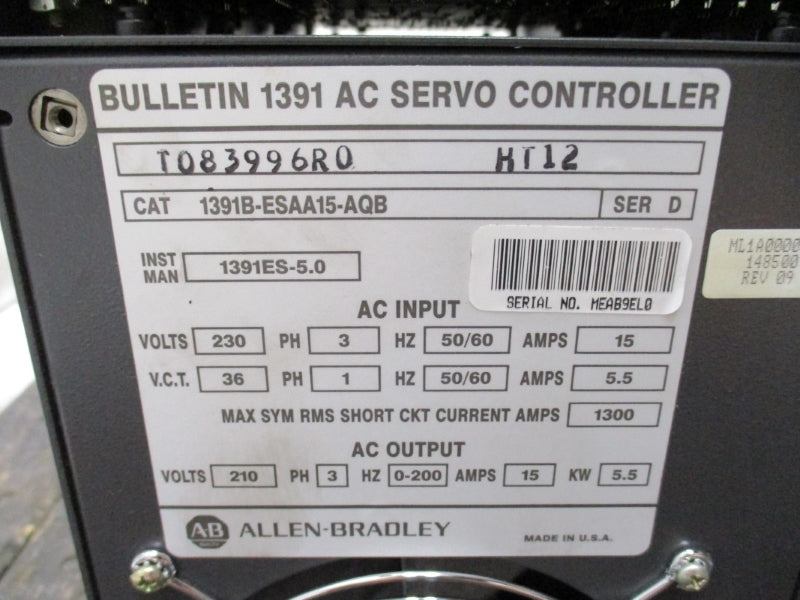 ALLEN BRADLEY 1391B-ESAA15-AQB SER. D 230VAC 15A NSMP