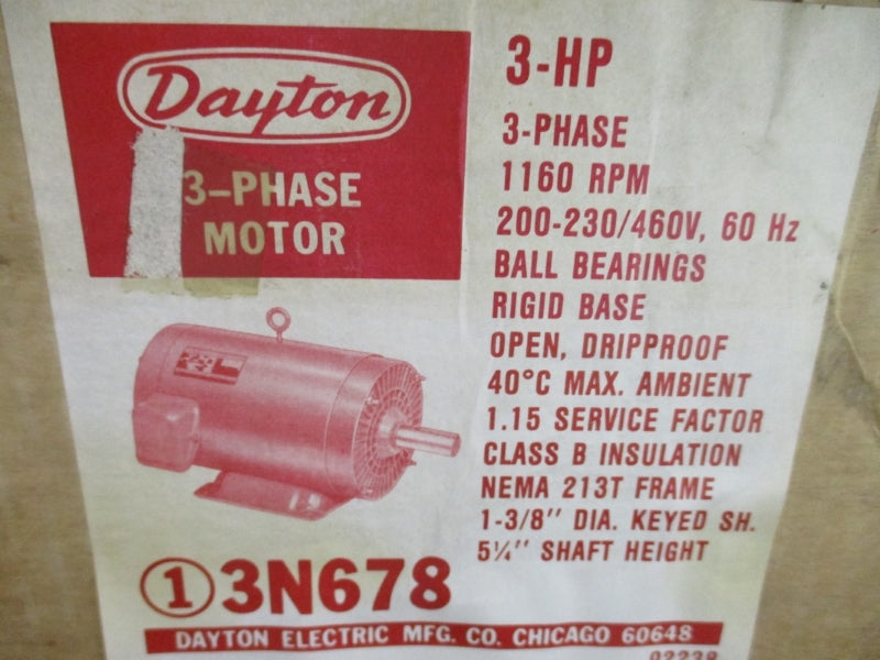 DAYTON 3N678 213T 3HP 200-230/460V 10.6-10.4/5.2A NSMP