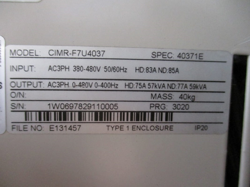 P&H MORRIS SMARTORQUE 4075-FVG+S3 CIMR-F7U4037 460V 75A (AS PICTURED) NSNP