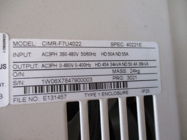 YASKAWA CIMR-F7U40221E 380-480VAC 55A NSMP