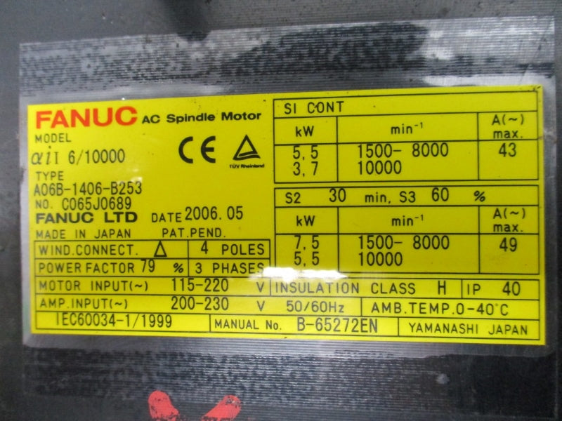 FANUC A06B-1406-B253 200-230V 49A NSNP