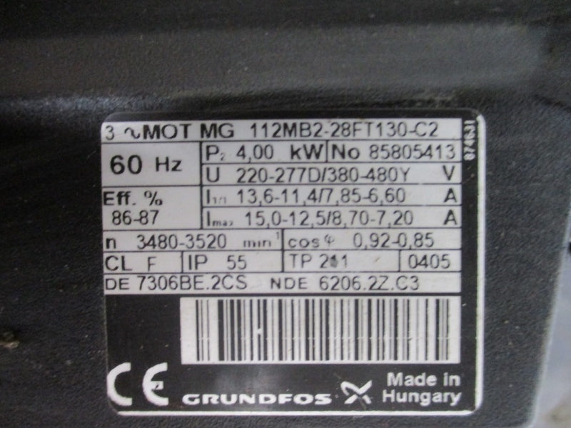 GRUNDFOS 112MB2-28FT130-C2 220-240/380-415V 15.5/8.95A NSNP