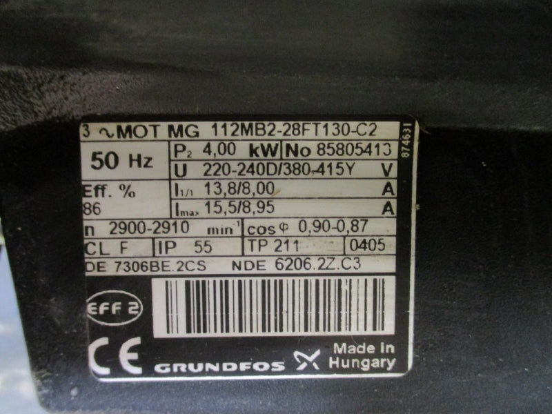 GRUNDFOS 112MB2-28FT130-C2 220-240/380-415V 15.5/8.95A NSNP