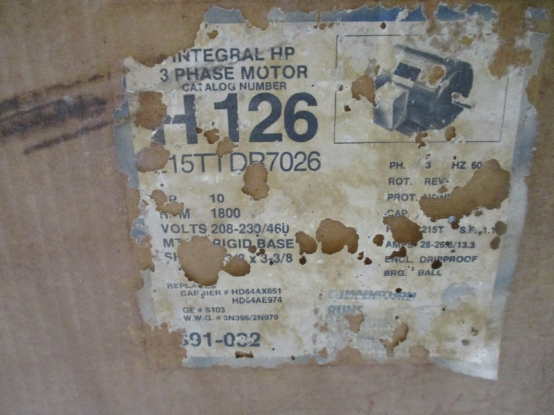 MARATHON ELECTRIC UVD215TTDR7026HTL 10 HP 215T 208-230/460V 28-26.6/13.3A NSMP