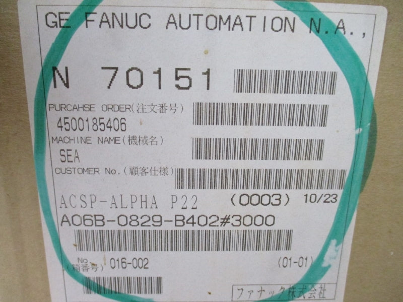 GE FANUC A06B-0829-B402#3000 200-230V 86A NSMP