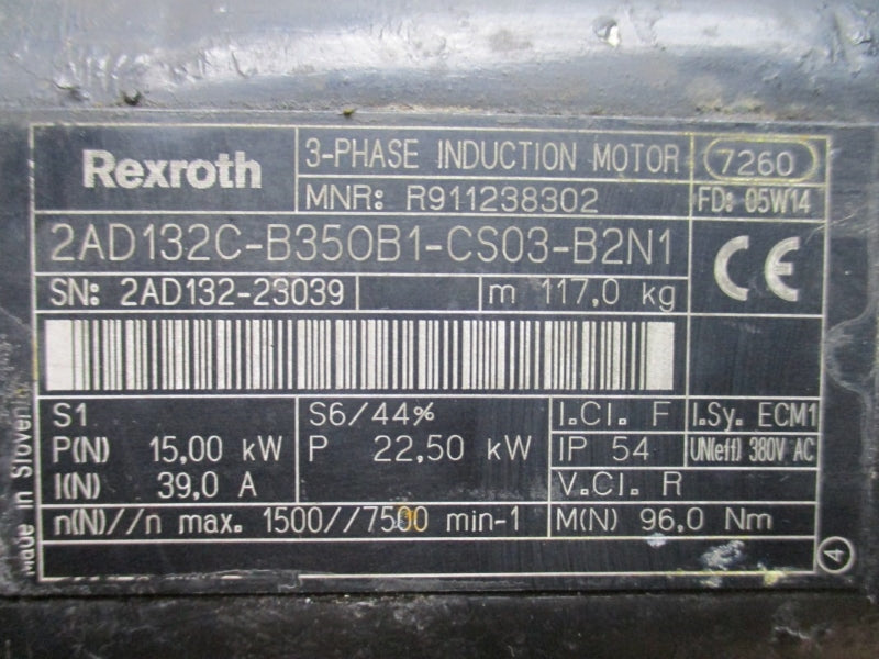 REXROTH 2AD132C-B350B1-CS03-B2N1 R911238302 380VAC 39.0A REMAN